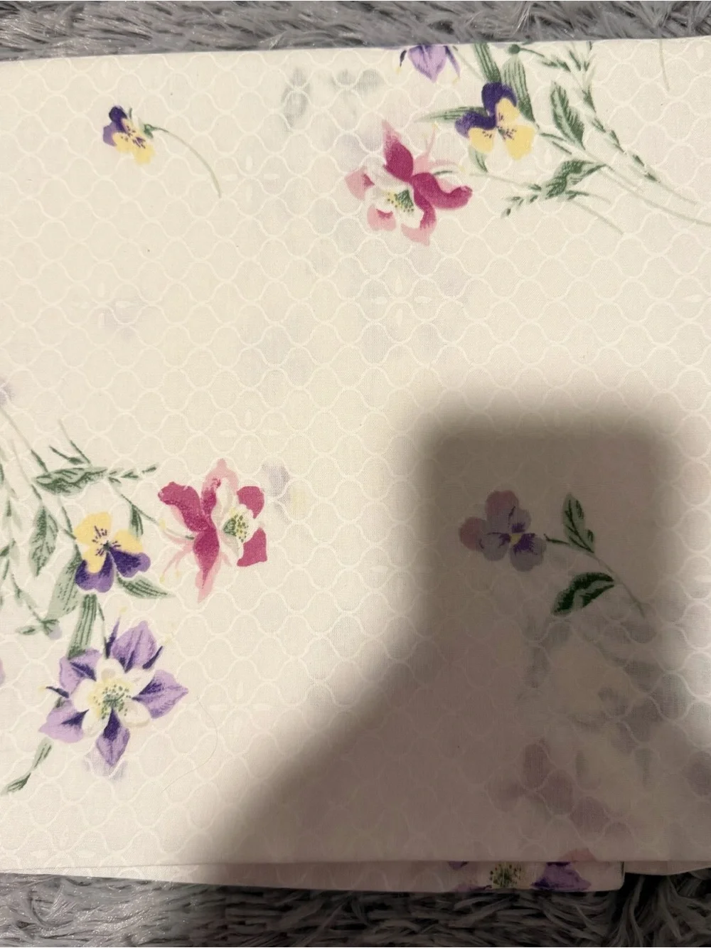 Floral King Size Pillowcase - White with Purple & Pink Flowers